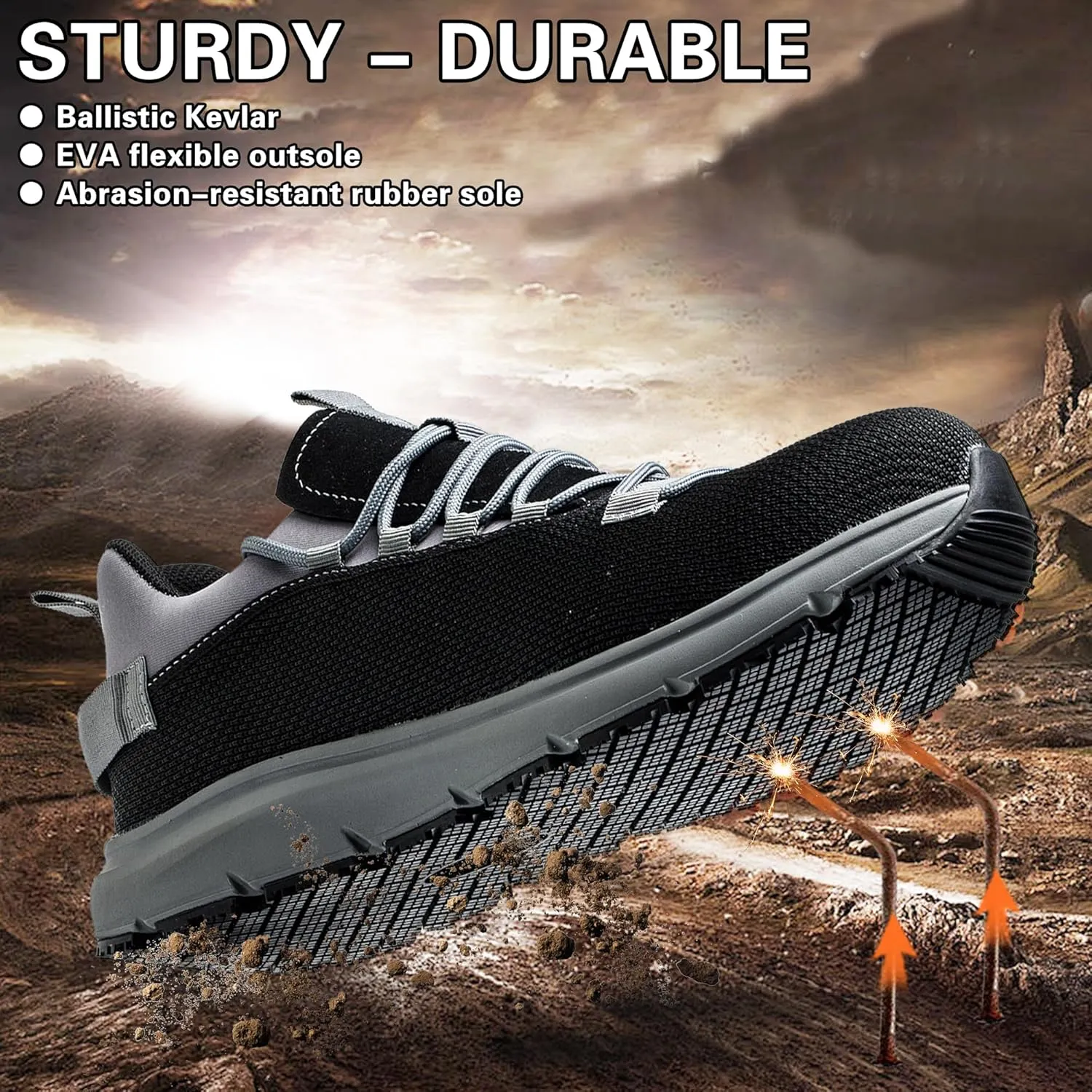 Steel Toe Non Slip Work Shoes for Men Women丨Waterproof Lightweight Safety Sneakers