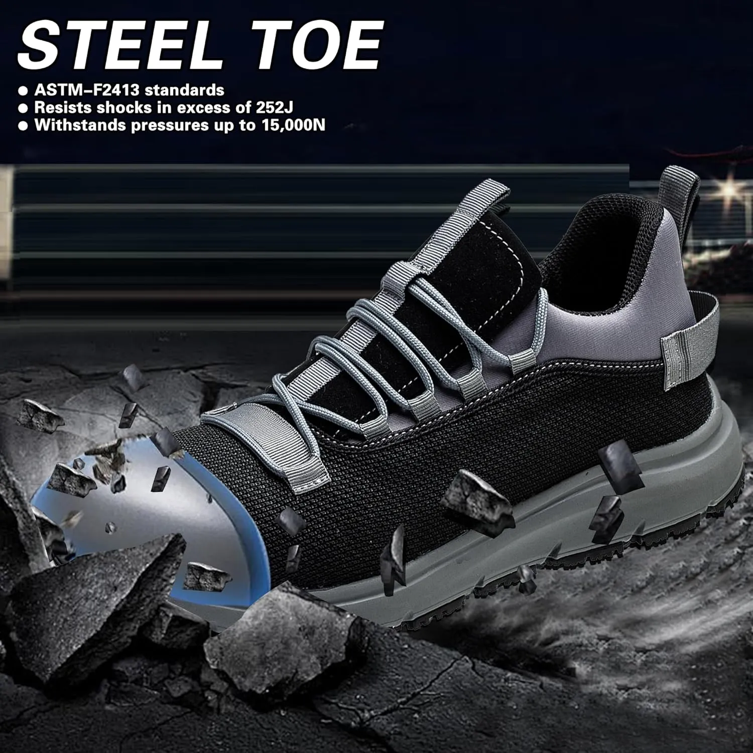 Steel Toe Non Slip Work Shoes for Men Women丨Waterproof Lightweight Safety Sneakers