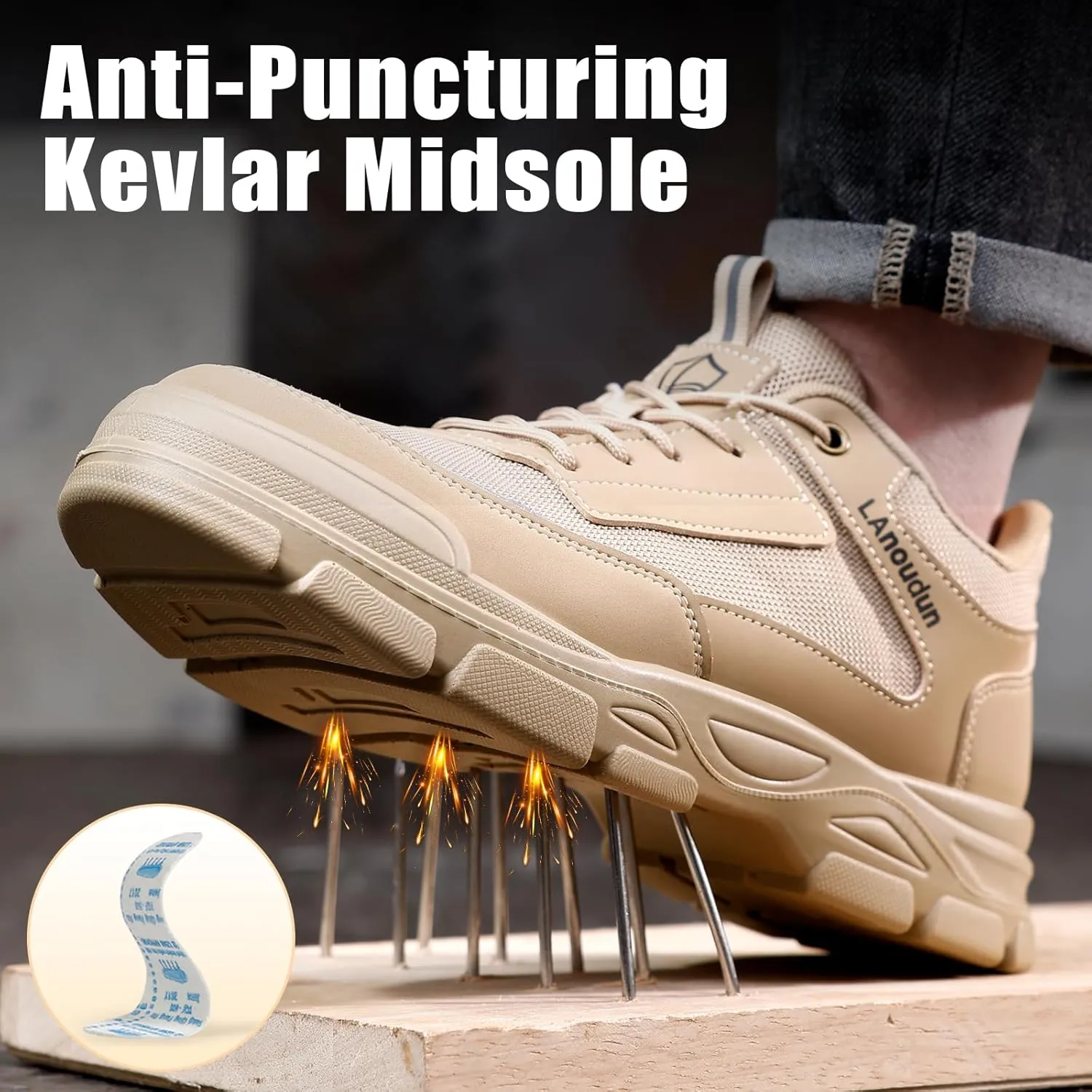 Steel Toe Shoes for Men Lightweight Work Shoes Comfortable Mens Work Boots Indestructible Safety Shoes for Men Industrial Construction Steel Toe Sneakers Soft Mens Work Shoes