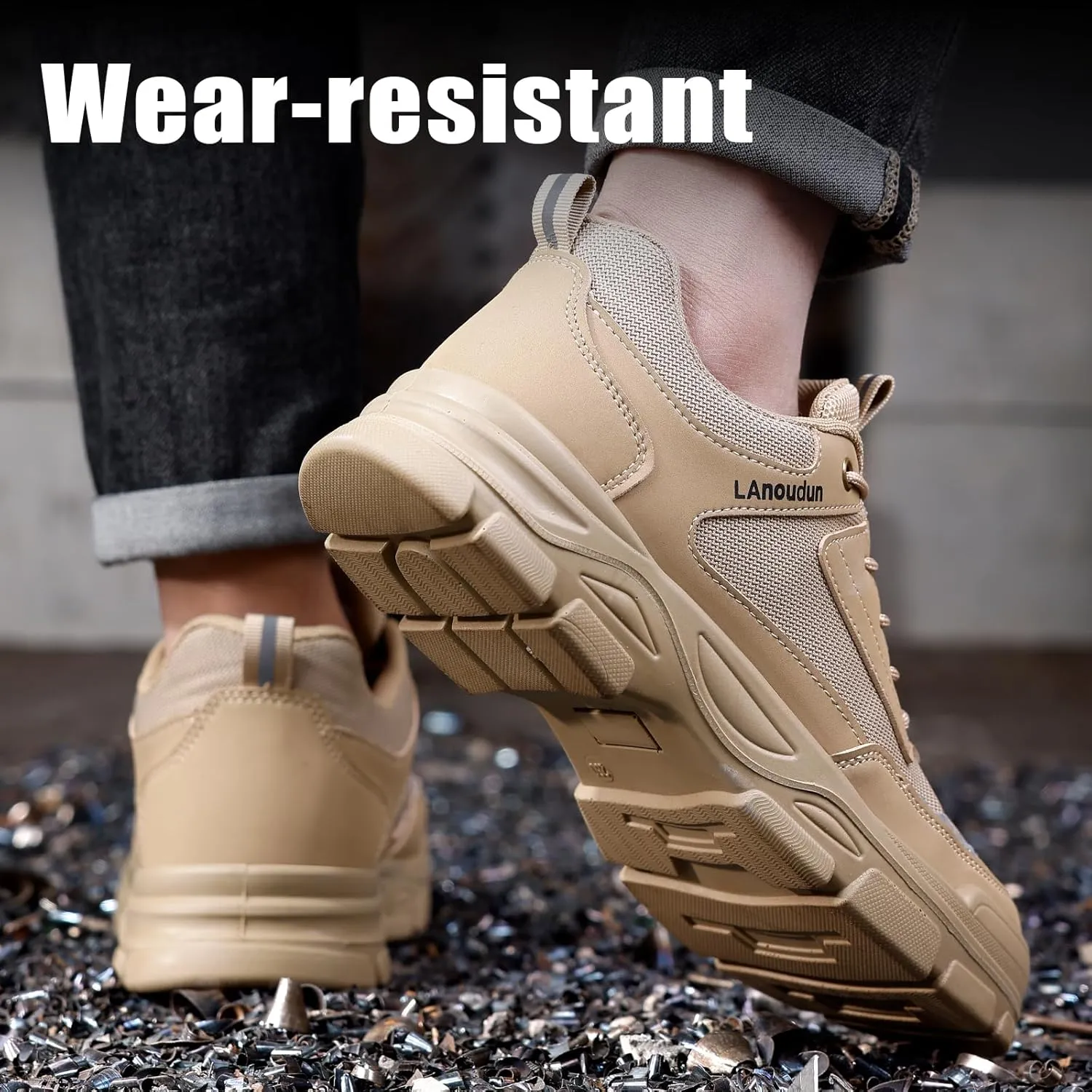 Steel Toe Shoes for Men Lightweight Work Shoes Comfortable Mens Work Boots Indestructible Safety Shoes for Men Industrial Construction Steel Toe Sneakers Soft Mens Work Shoes