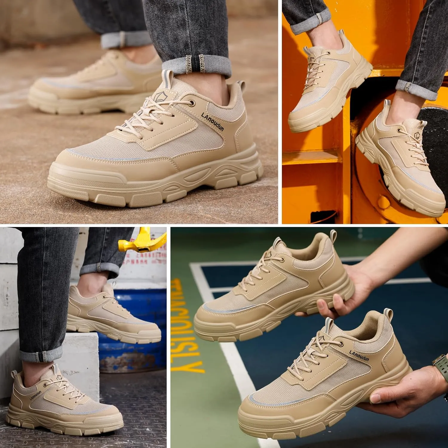 Steel Toe Shoes for Men Lightweight Work Shoes Comfortable Mens Work Boots Indestructible Safety Shoes for Men Industrial Construction Steel Toe Sneakers Soft Mens Work Shoes