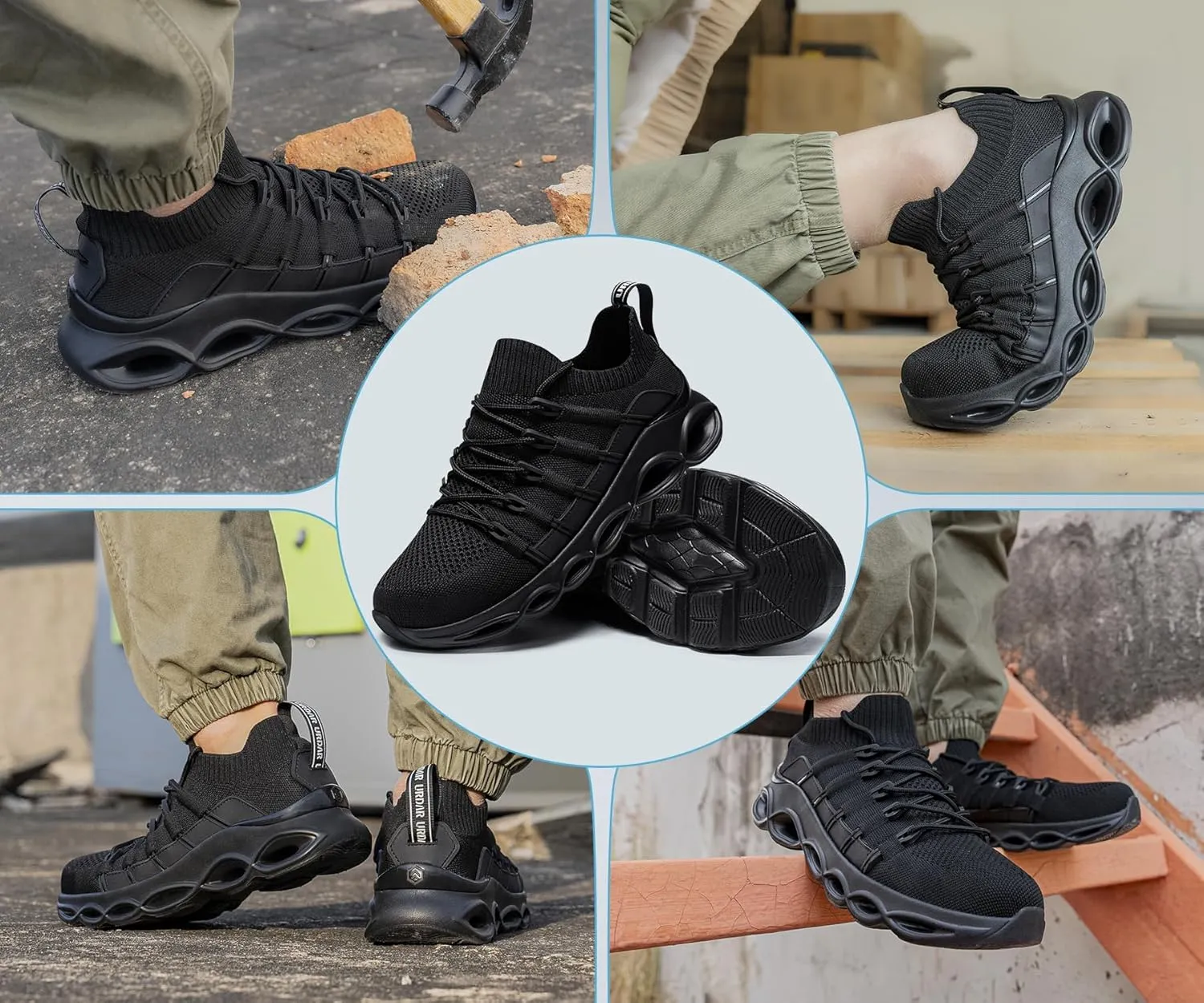 Steel Toe Shoes for Men Slip On Comfortable Safety Shoes Work Lightweight Steel Toe Safety Sneakers Breathable Work Footwear