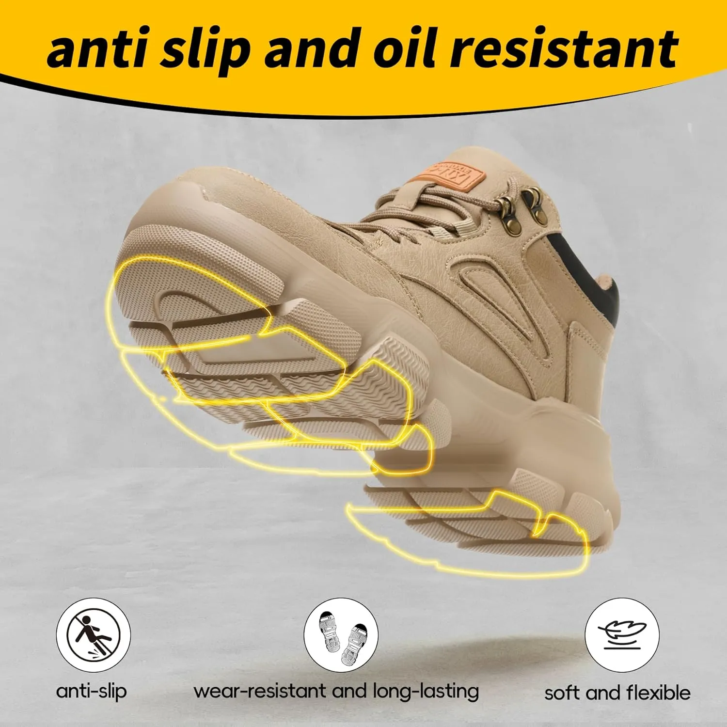 Steel Toe Work Boots for Men Wide Width Indestructible Safety Shoes Construction Shoes for Wide Feet Utility Mens Work Shoe