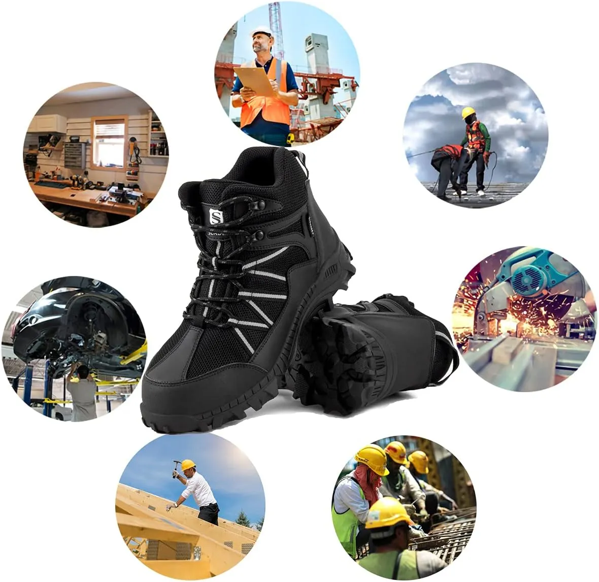SUADEX Steel Toe Boots for Men Work Safety Indestructible Boots for Women Construction Shoes Composite Toe