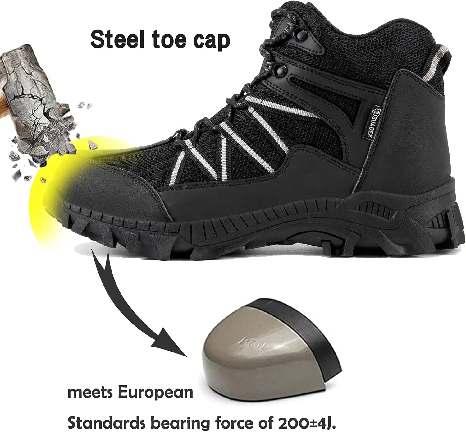 SUADEX Steel Toe Boots for Men Work Safety Indestructible Boots for Women Construction Shoes Composite Toe