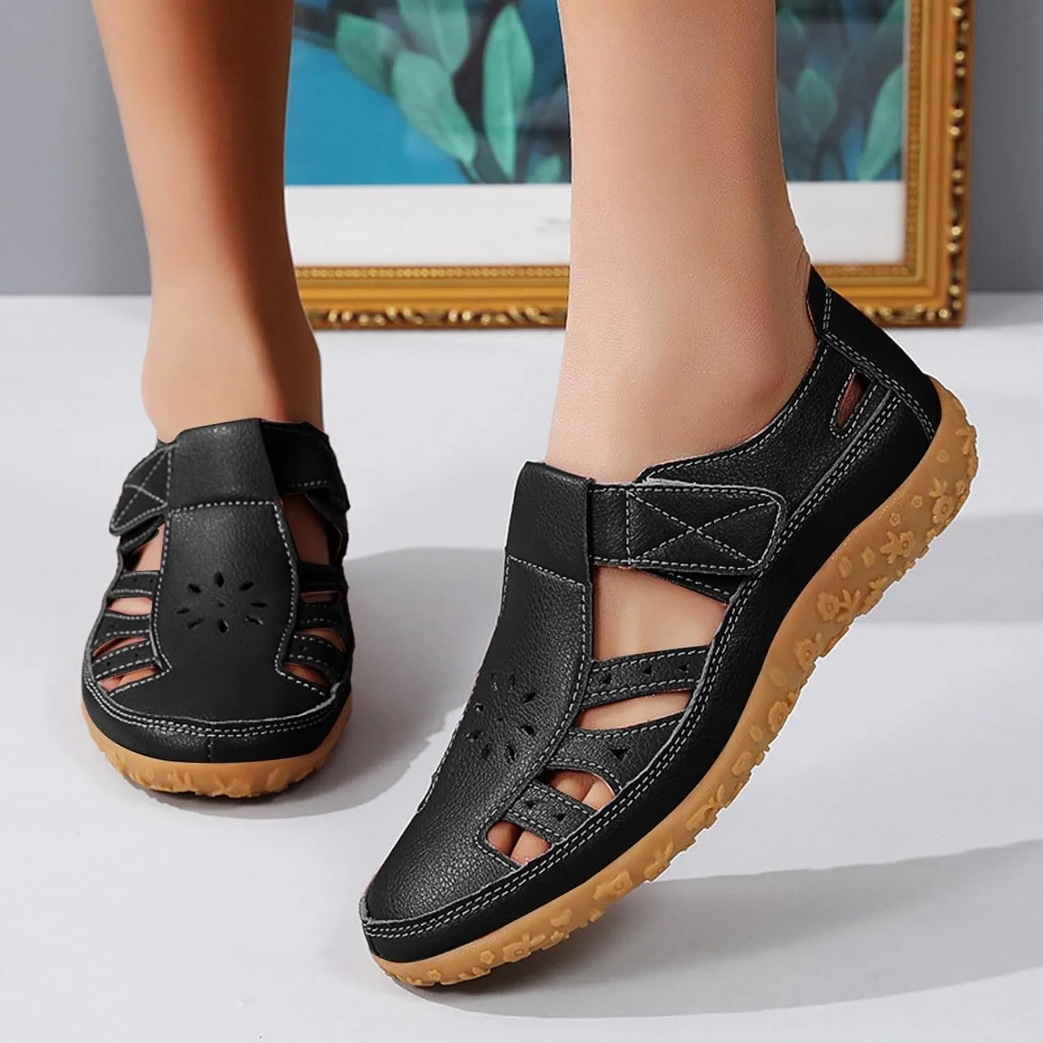 SuanlaTDS Closed Toe Wedge Sandals for Women Dressy Summer, Orthopedic Arch Support Platform Wedges Low Heel Spring Sandal 2025 Comfortable Ankle Strap Casual Outdoor Walking Beach Shoes