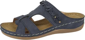 SuanlaTDS Orthopedic Sandals for Womens 2025 Summer Dressy Arch Support Flat Slip-on Casual Beach Wedge Platform Slides Comfortable Walking Shoes Low Heel Wedges Outdoor Sandal
