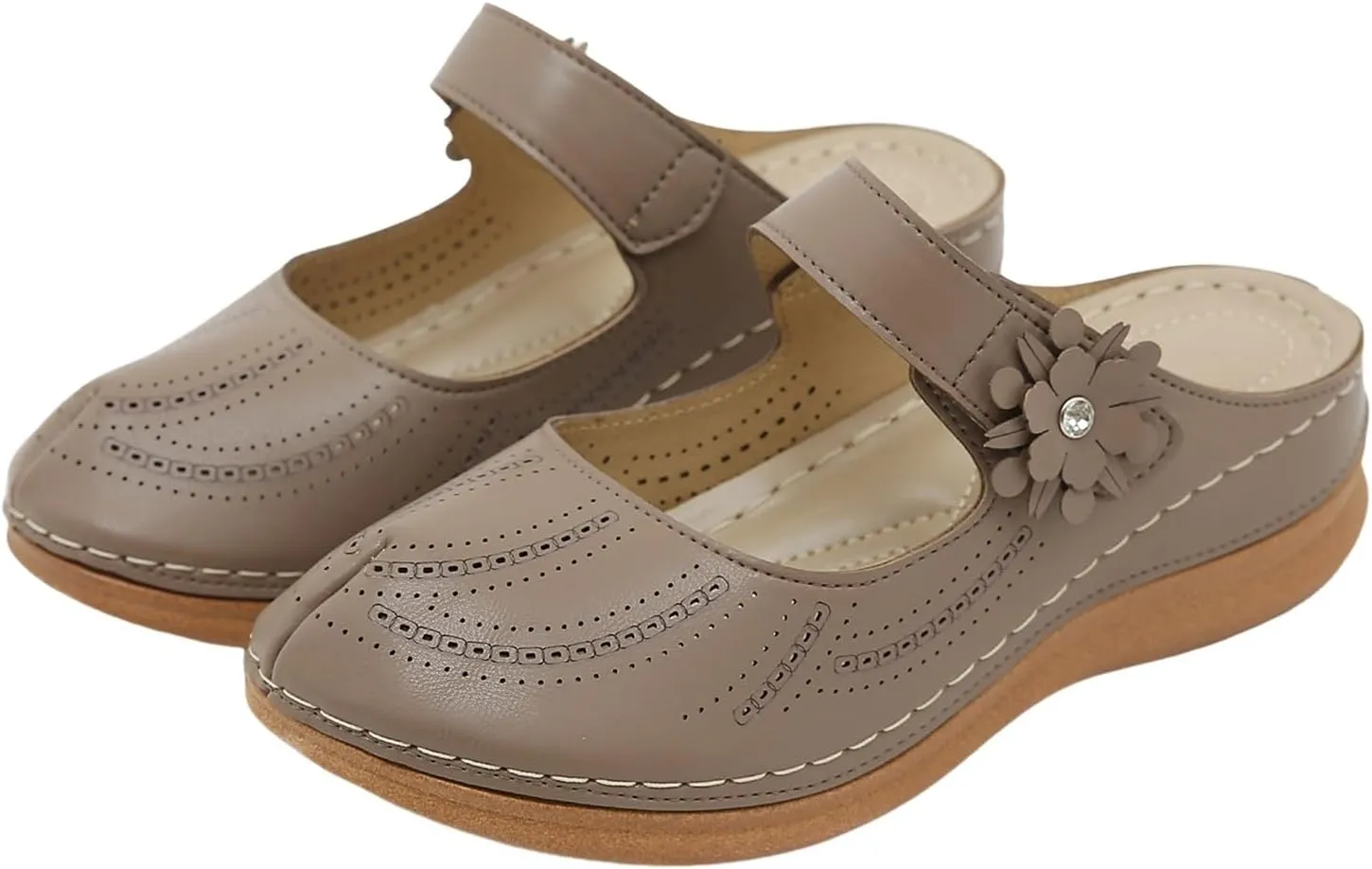 SuanlaTDS Orthopedic Wedge Sandals for Women Closed Toe Summer Dressy 2025 Platform Slip On Slides Backless Mules Comfortable Outdoor Walking Beach Low Wedges Heel Slide Sandal Slippers
