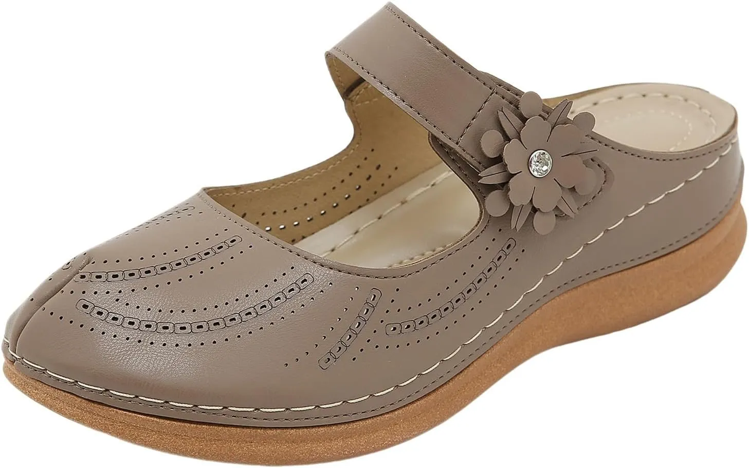 SuanlaTDS Orthopedic Wedge Sandals for Women Closed Toe Summer Dressy 2025 Platform Slip On Slides Backless Mules Comfortable Outdoor Walking Beach Low Wedges Heel Slide Sandal Slippers
