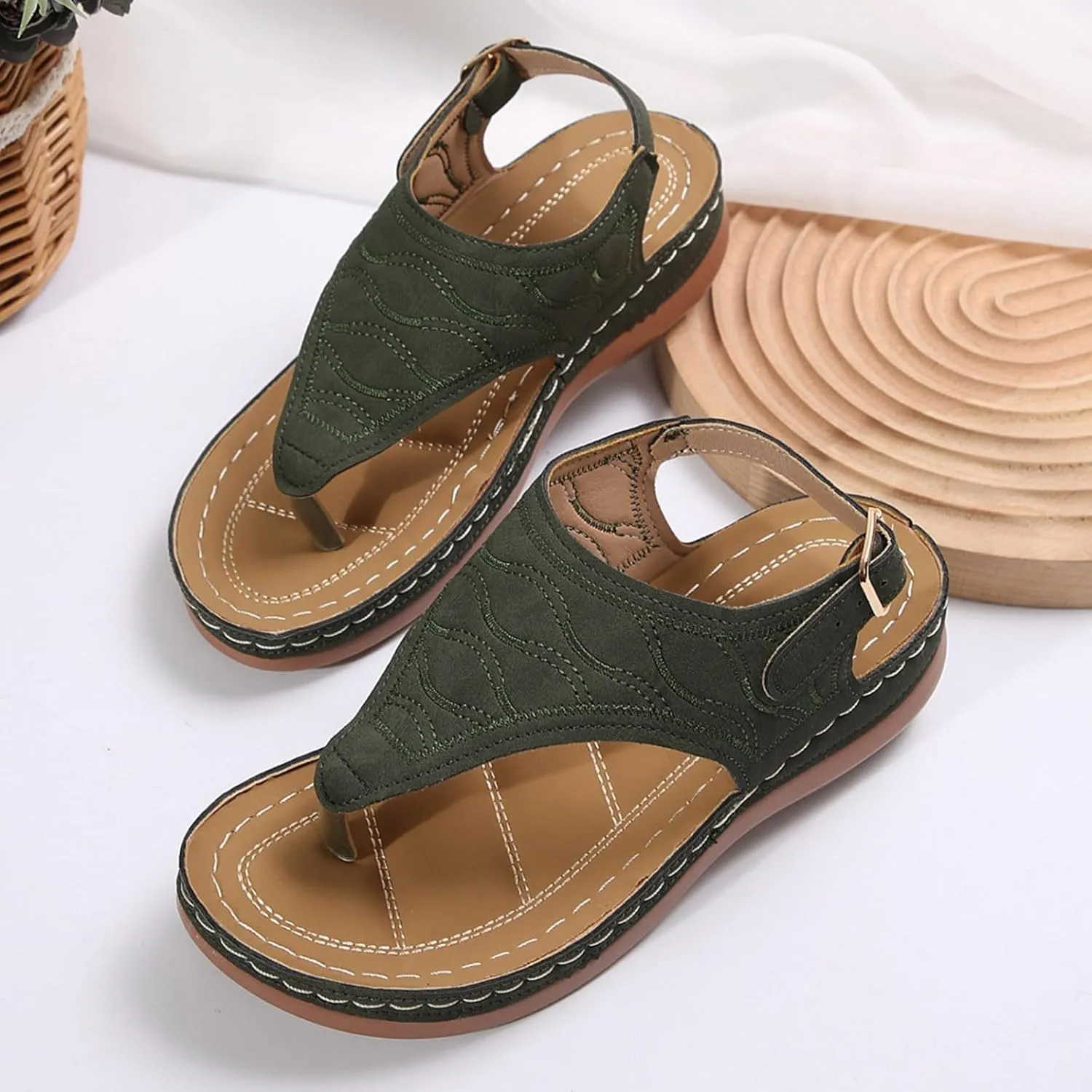 SuanlaTDS Platform Wedge for Women Comfortable Arch Support Flip Flops Dressy Summer Casual Thong Slippers Orthopedic Sandals Open Toe Slip On Wedges Outdoor Walking Sandals