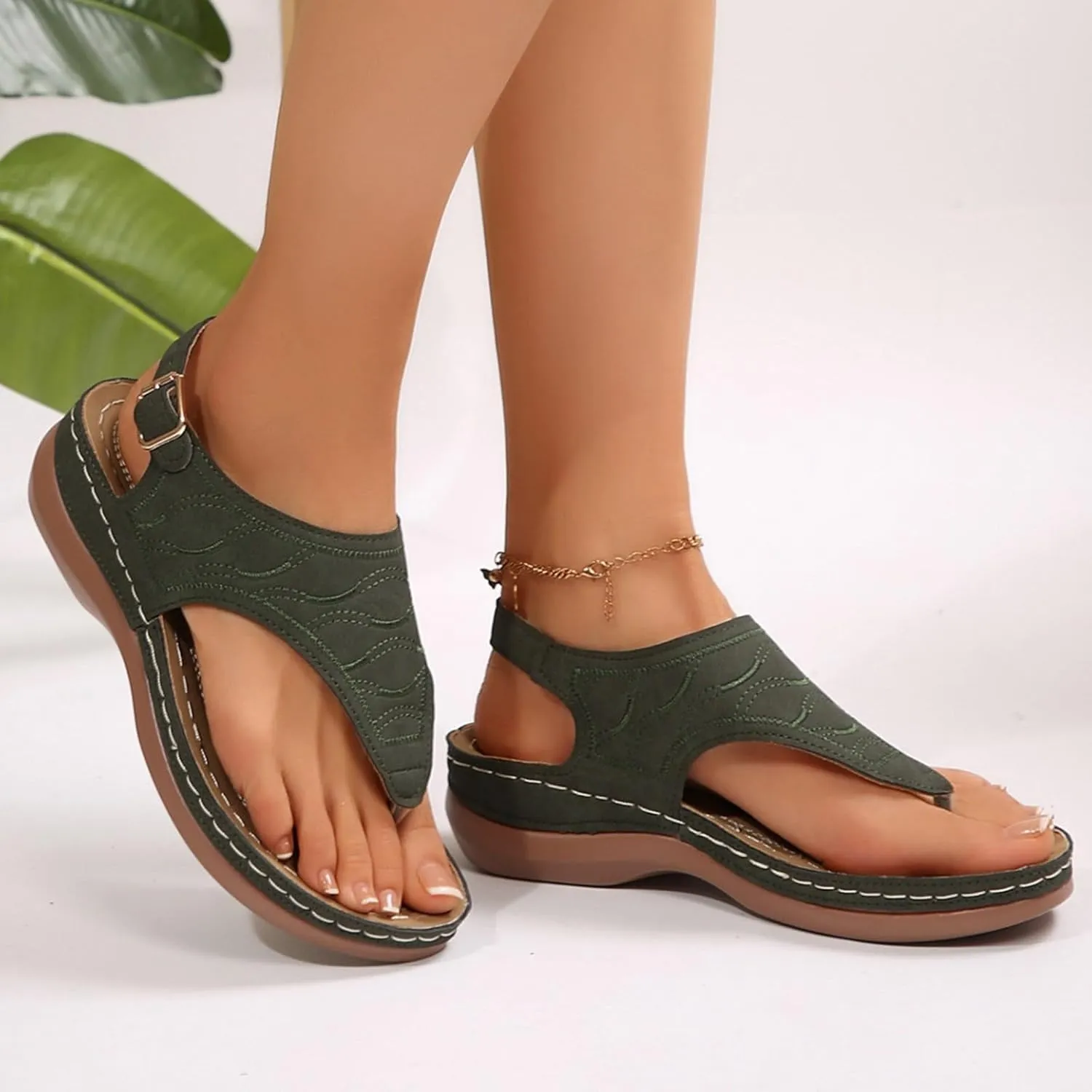 SuanlaTDS Platform Wedge for Women Comfortable Arch Support Flip Flops Dressy Summer Casual Thong Slippers Orthopedic Sandals Open Toe Slip On Wedges Outdoor Walking Sandals