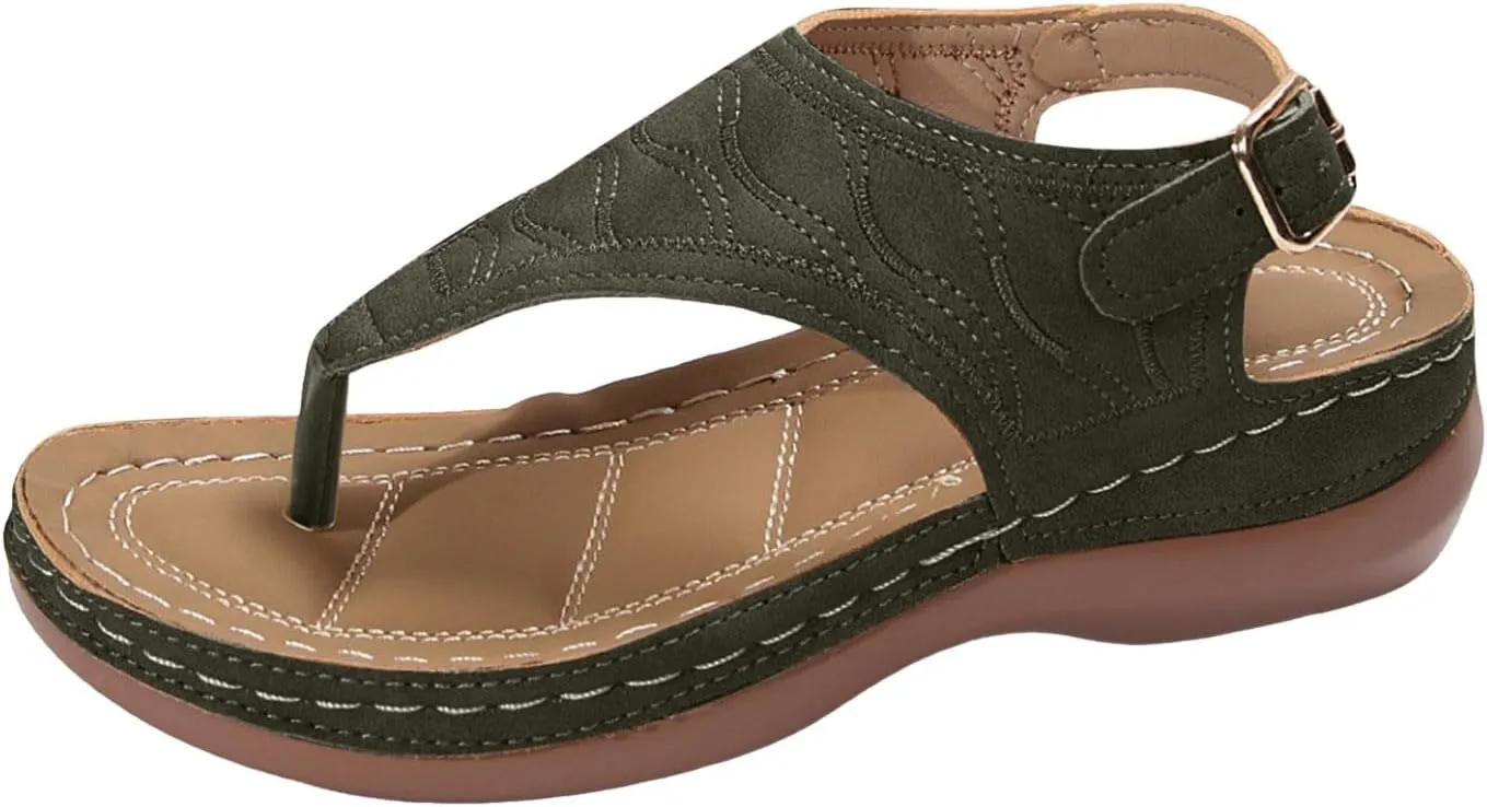 SuanlaTDS Platform Wedge for Women Comfortable Arch Support Flip Flops Dressy Summer Casual Thong Slippers Orthopedic Sandals Open Toe Slip On Wedges Outdoor Walking Sandals