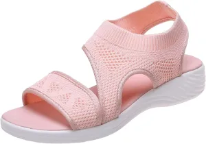SuanlaTDS Wedge Sandals for Women Comfortable Platform Wedges Open Toe Slip On Breathable Mesh Walking Shoes Flat Slingback Thick Soled Low Heels Outdoor Summer Beach Sandals