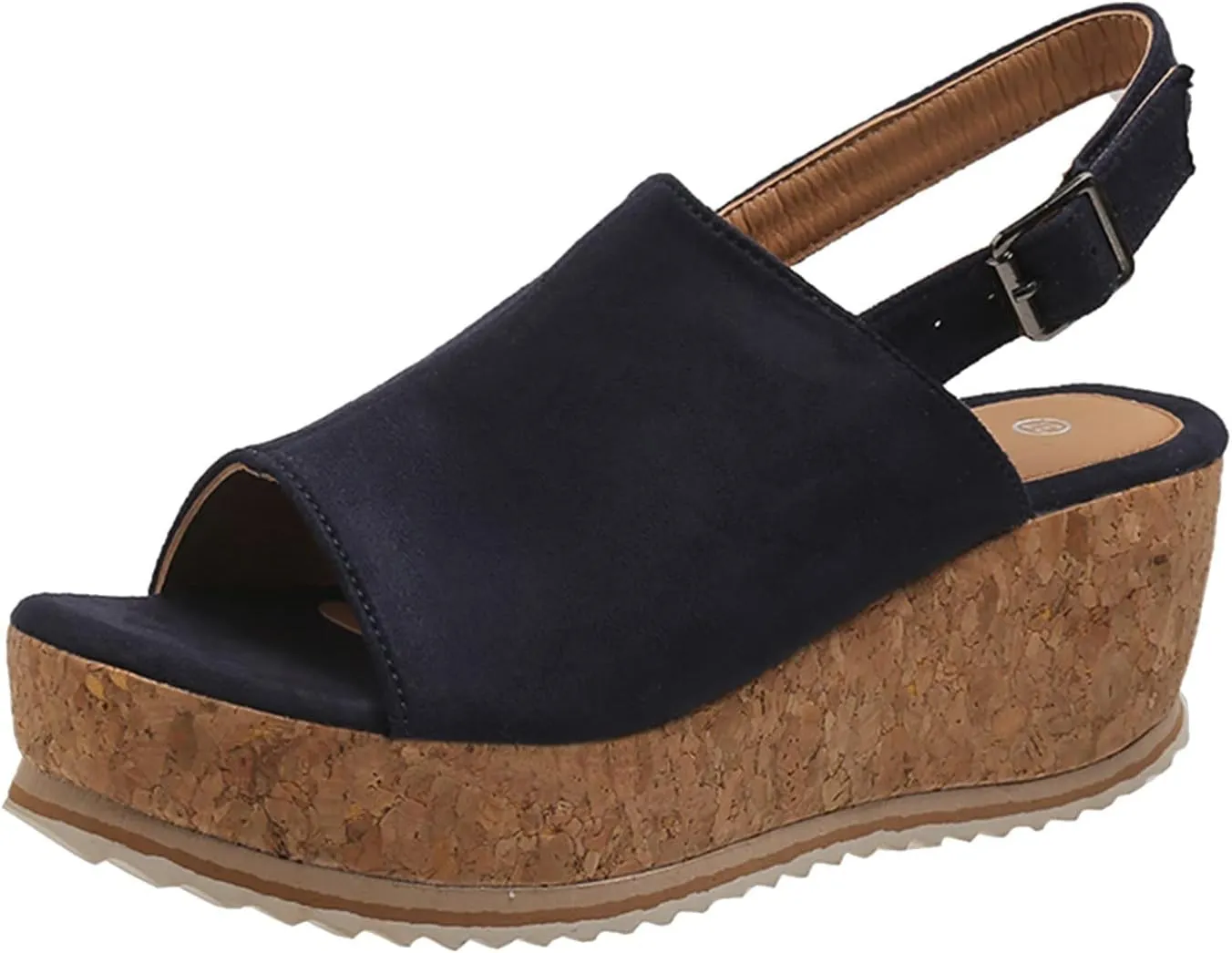 SuanlaTDS Wedge Sandals for Women Platform Chunky Heels Comfortable Open Toe Summer Casual Beach Slingback Ankle Strap Slip On Slides Sandals Wedges Stylish Dressy Party Walking Shoes