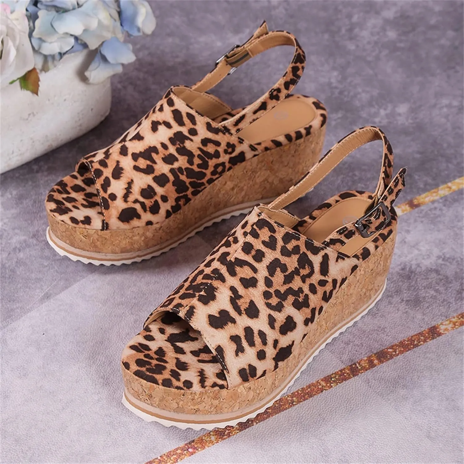 SuanlaTDS Wedge Sandals for Women Platform Chunky Heels Comfortable Open Toe Summer Casual Beach Slingback Ankle Strap Slip On Slides Sandals Wedges Stylish Dressy Party Walking Shoes