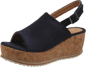 SuanlaTDS Wedge Sandals for Women Platform Chunky Heels Comfortable Open Toe Summer Casual Beach Slingback Ankle Strap Slip On Slides Sandals Wedges Stylish Dressy Party Walking Shoes