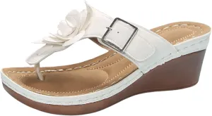 SuanlaTDS Women's Orthopedic Flip Flops Wedge Sandals with Arch Support 2025 Comfortable Dressy Summer Platform Thong T-strap Open Toe Outdoor Walking Beach Shoes Slip-on High Heels Slide Sandal