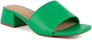 Sugar Women's Slip-On Block Heel Sandals – Square Toe Dress Mules with Low Heel – Comfortable Slide Shoes for Casual or Work Outfits