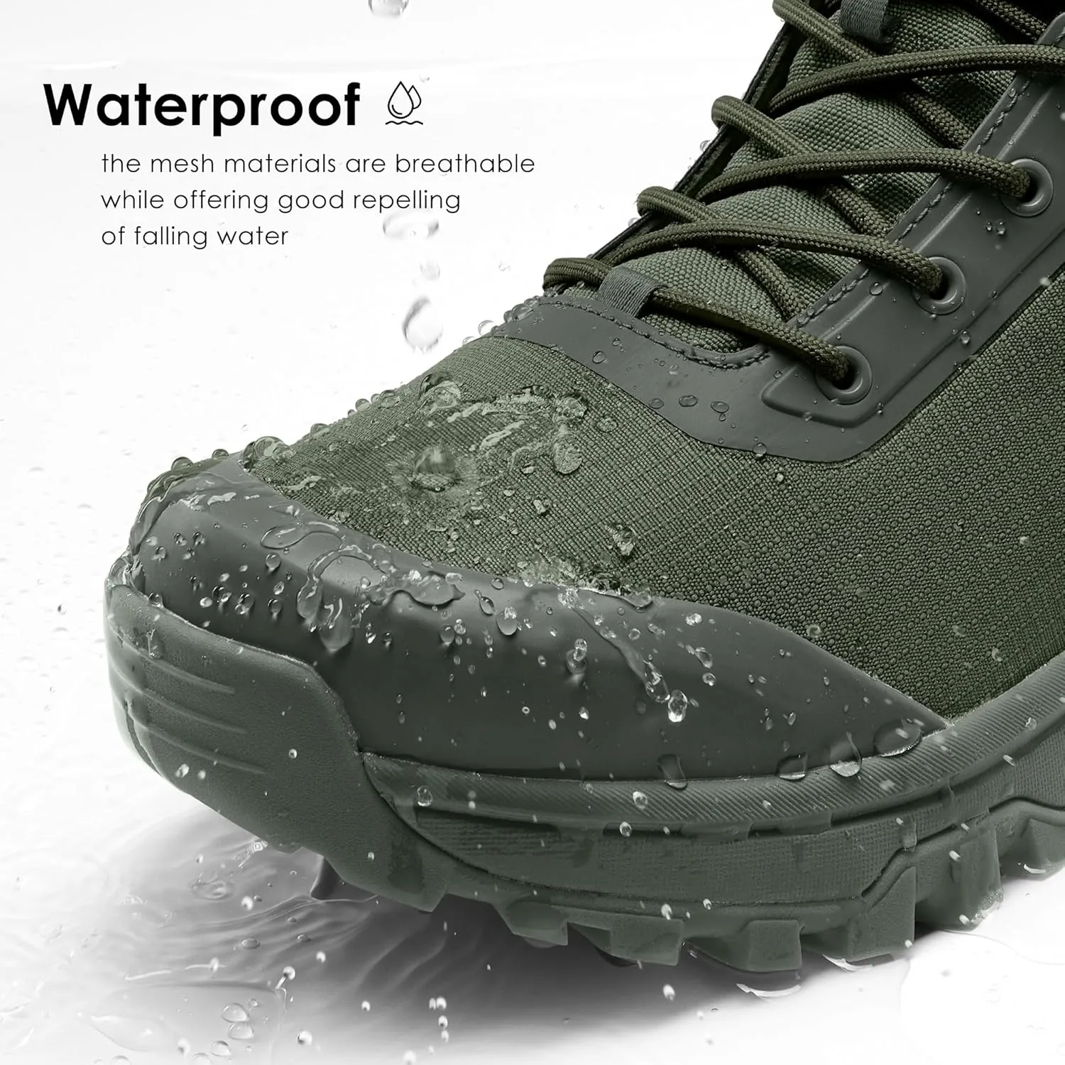 Tactical Boots for Men Lightweight Military Combat Boot Side Zipper Motorcycle Hiking Work Boots Waterproof 8 Inches
