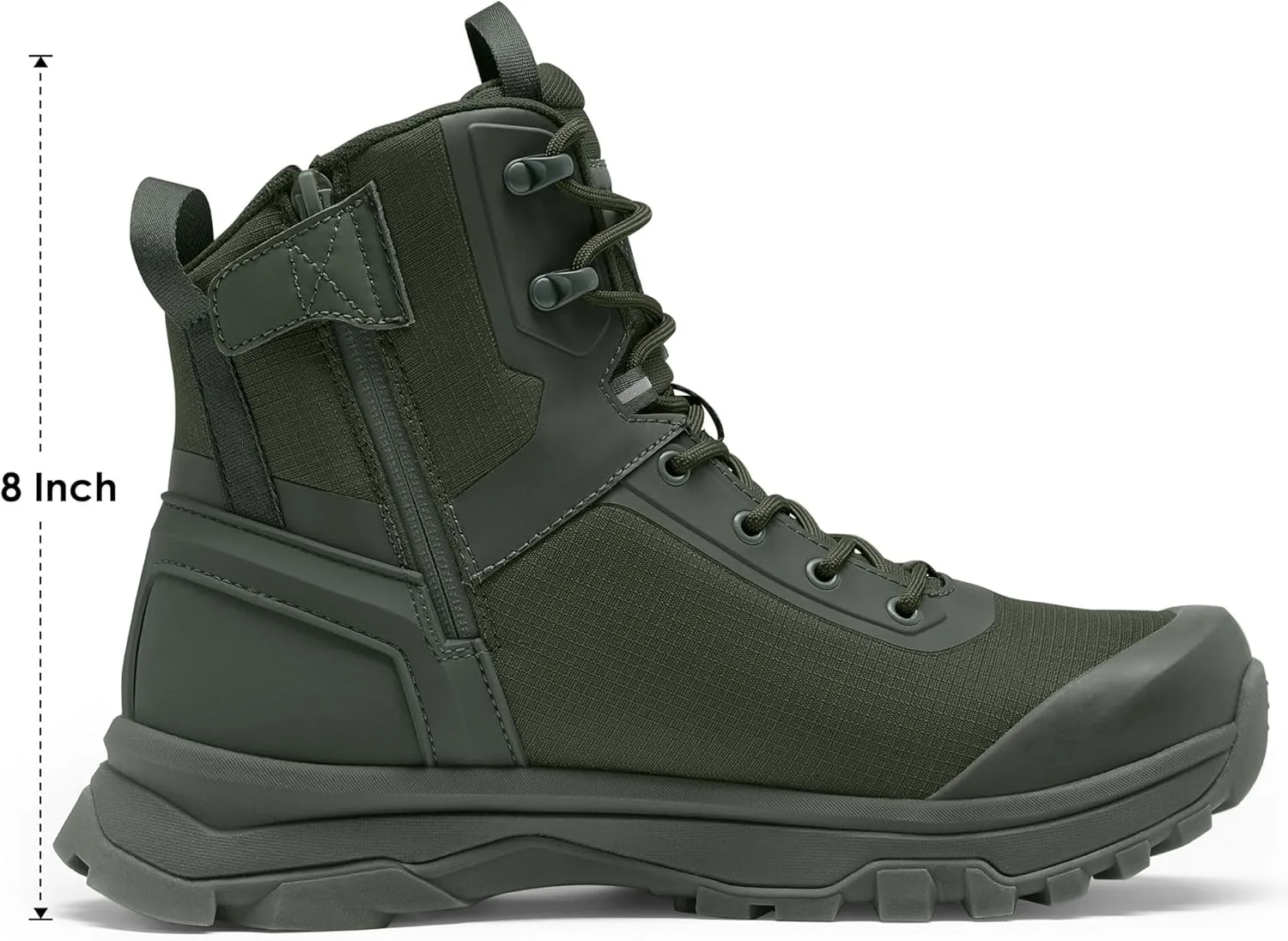 Tactical Boots for Men Lightweight Military Combat Boot Side Zipper Motorcycle Hiking Work Boots Waterproof 8 Inches