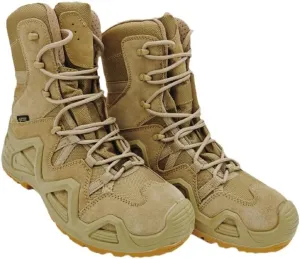 Tactical combat boots, hiking boots, work boots with military grade high top straps, available in desert brown, olive green, and black