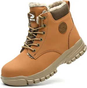 Thermal Plush Padded Steel Toe Industrial Safety Shoes Anti Puncture & Slip & Abrasion Constriction Winter Work Boots