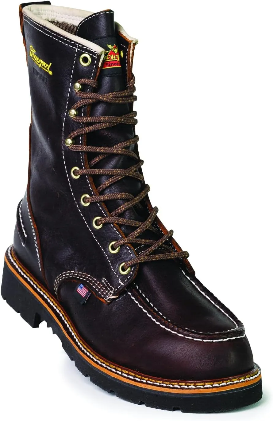 Thorogood 1957 Flyway 8” Waterproof Moc Toe Hunting Boots for Men - Full-Grain Leather with Slip-Resistant Heel Outsole and Shock-Absorbing Footbed