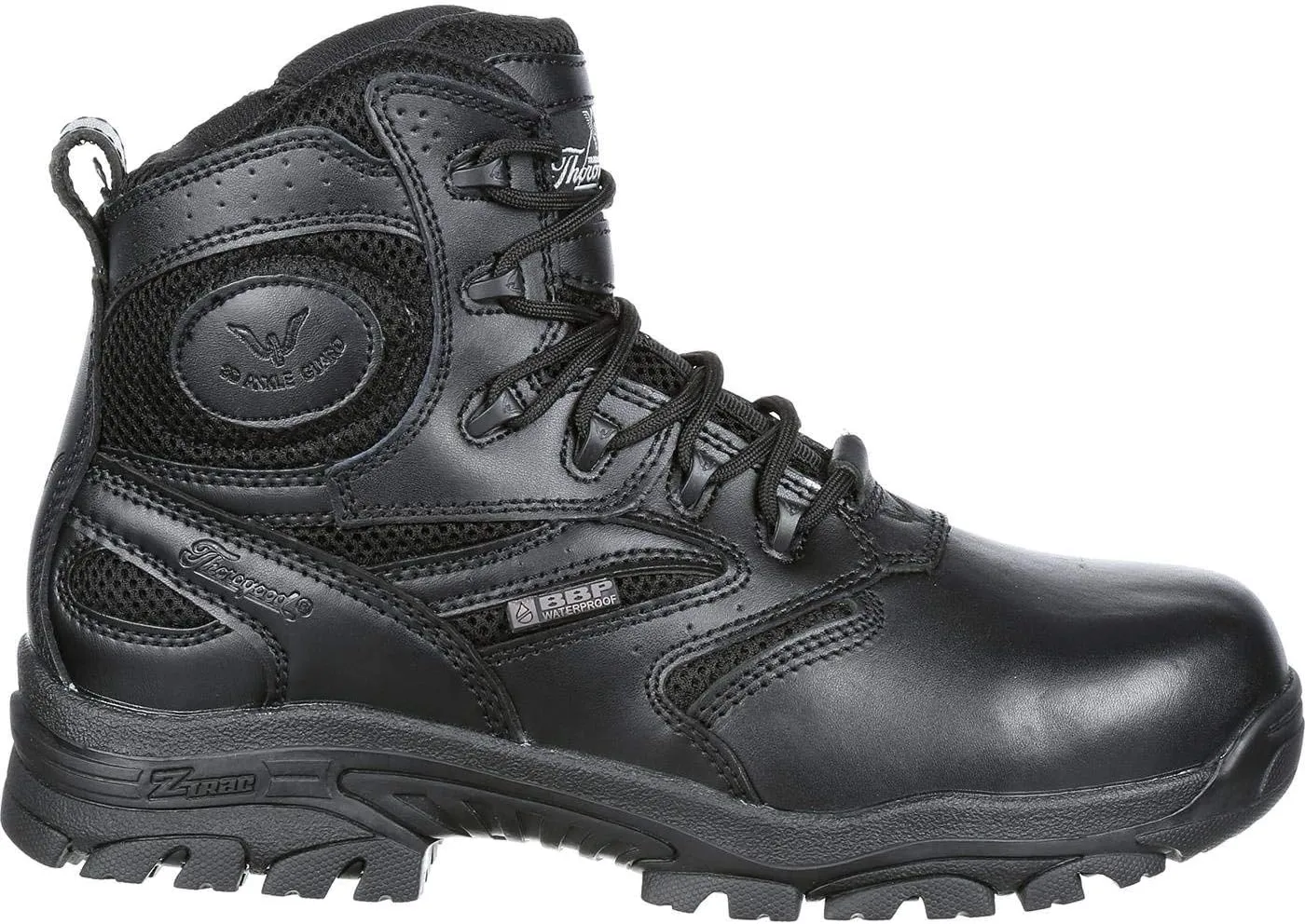 Thorogood Deuce 6” Waterproof Side-Zip Black Tactical Boots for Men and Women with Composite Safety Toe, Full-Grain Leather, and Slip-Resistant Outsole; BBP & EH Rated