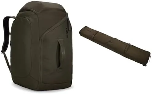 Thule RoundTrip 60L Boot Backpack and 192cm Ski Roller Bundle - Ski and Snowboard Travel Gear Set