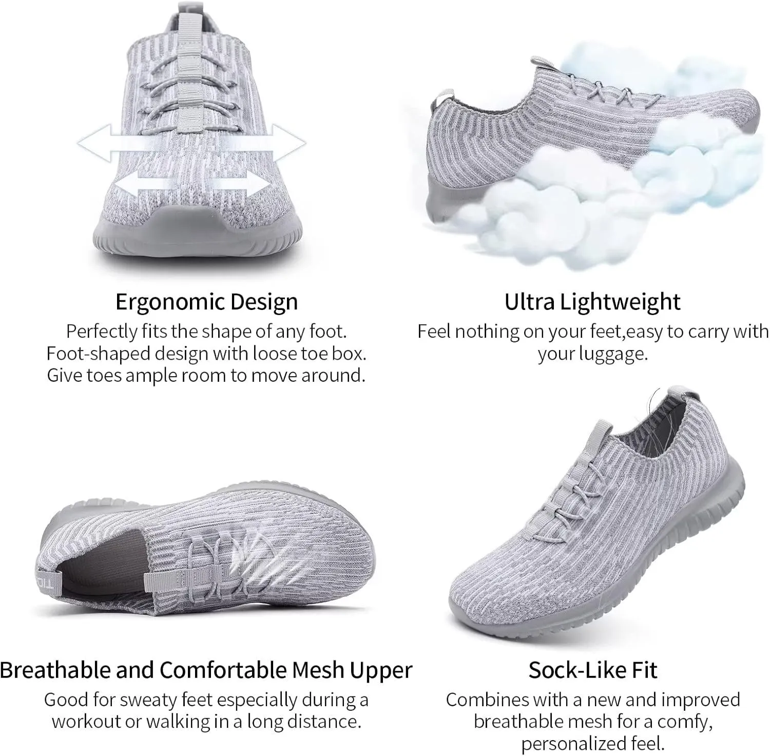TIOSEBON Women's Slip On Walking Shoes Lightweight Casual Running Sneakers