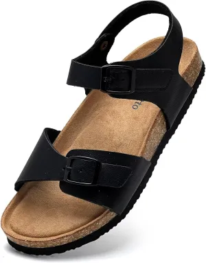 Torotto Girls Boys Sandals with Cork Footbed Adjustable Buckle Casual Slides Sandals Open Toes Flat for Kids Toddler