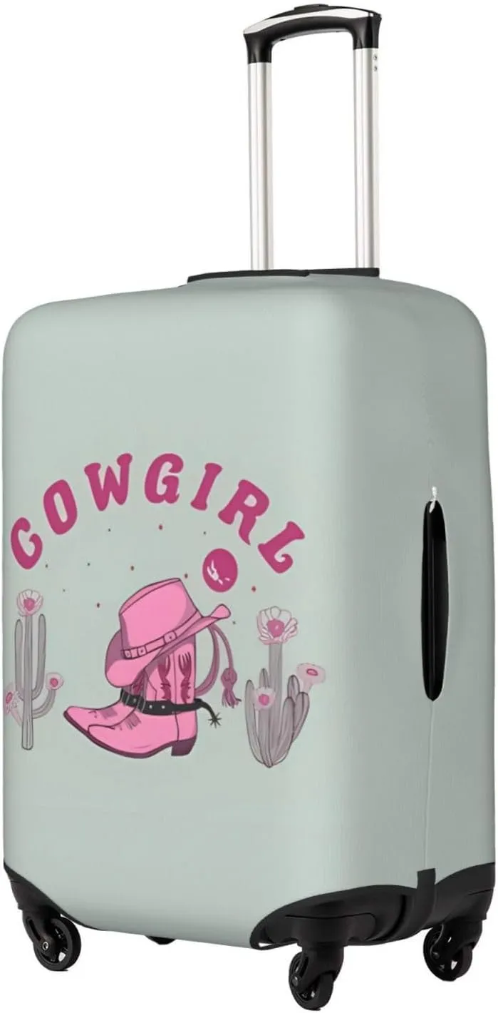 Travel Luggage Cover Suitcase Elastic Washable Stretch Cowgirl Boots Hat Desert Cactus Flower Suitcase Protector Bag,Anti-Scratch Spandex Double-Sided Baggage Covers,X-Large