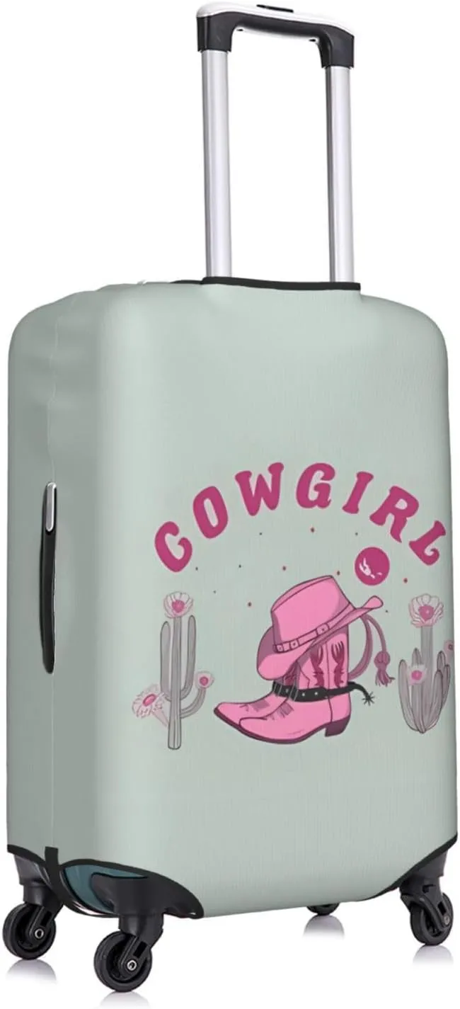 Travel Luggage Cover Suitcase Elastic Washable Stretch Cowgirl Boots Hat Desert Cactus Flower Suitcase Protector Bag,Anti-Scratch Spandex Double-Sided Baggage Covers,X-Large