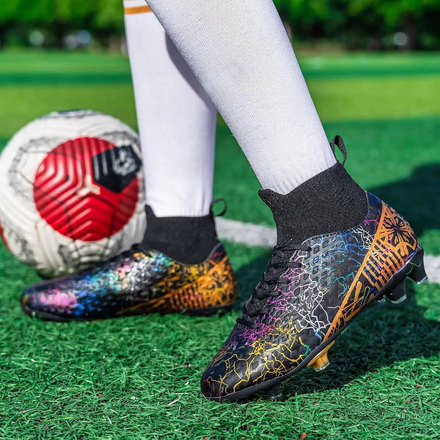 Unisex Adult Soccer Cleats Lightweight High-top Youth Training Football Cleats