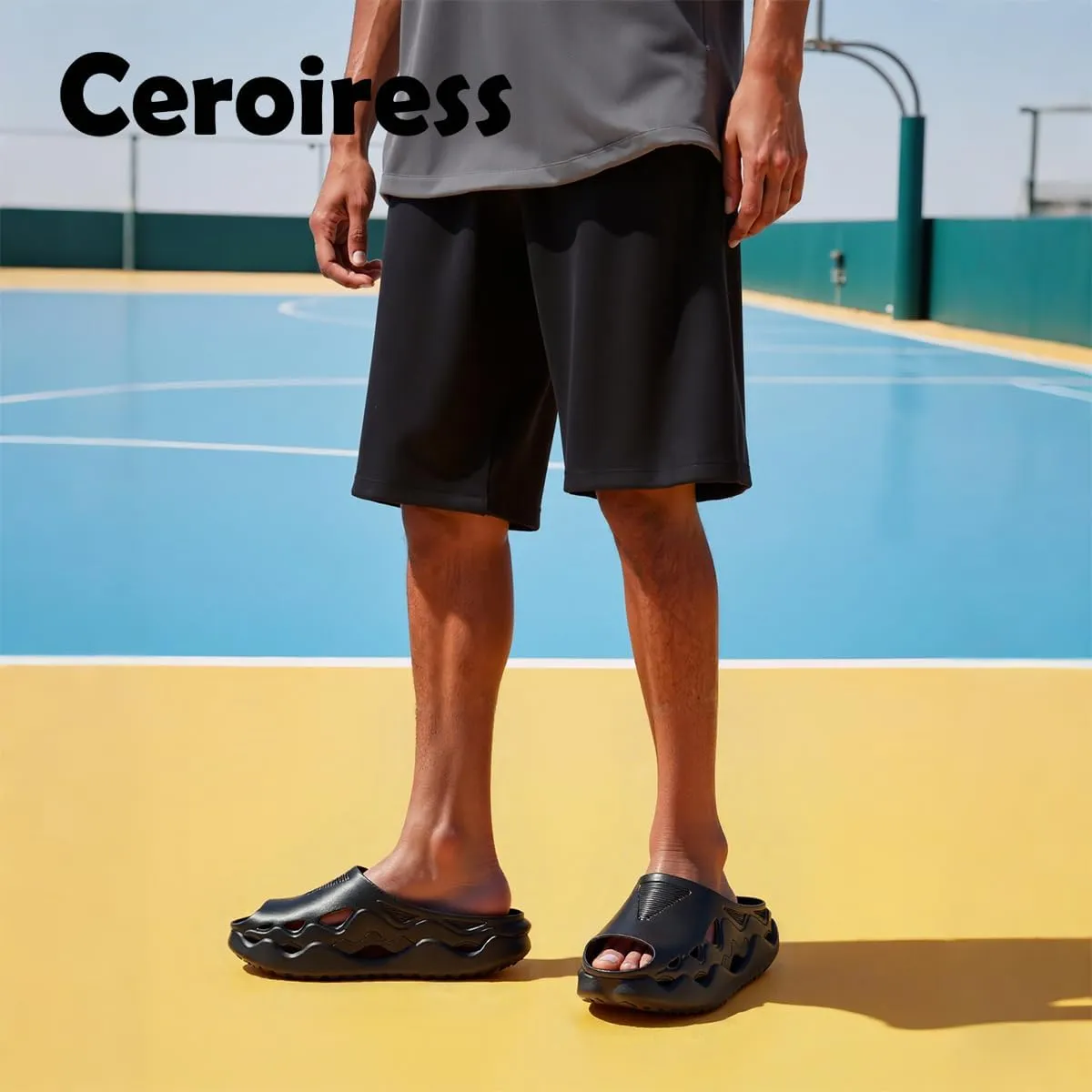 Unisex Outdoor Sports Fashion Chunky Dad Sandals, Mules & Clogs - Breathable Hollow Design, 2in Elevation, Arch Support, Post-Workout Recovery, Waterproof & Quick-Dry, Non-Slip Slides