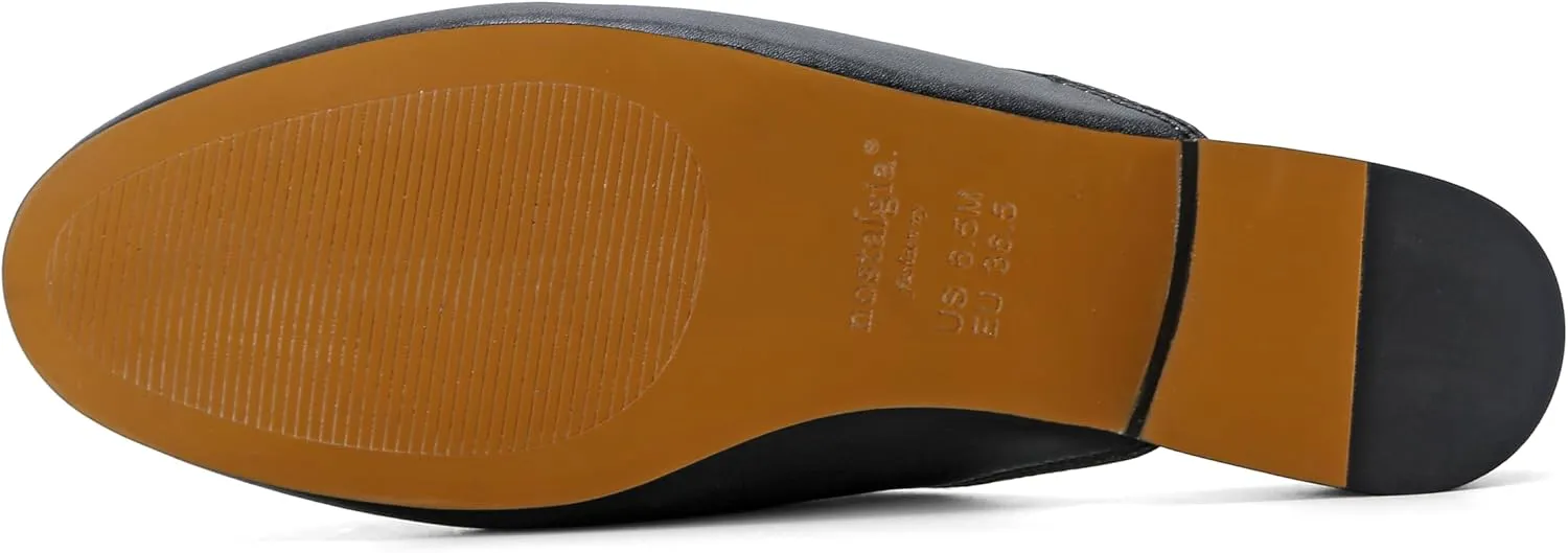 Urbane Genuine Leather Mules with Buckle