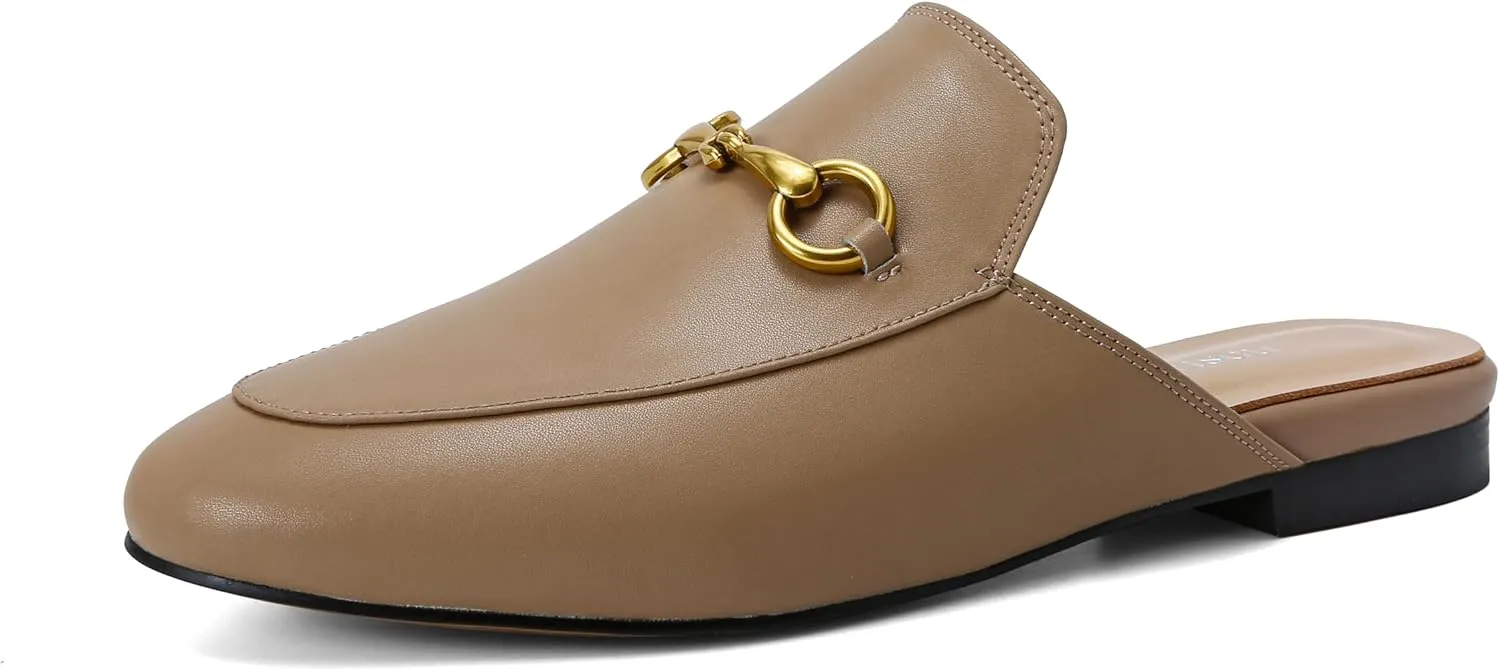 Urbane Genuine Leather Mules with Buckle