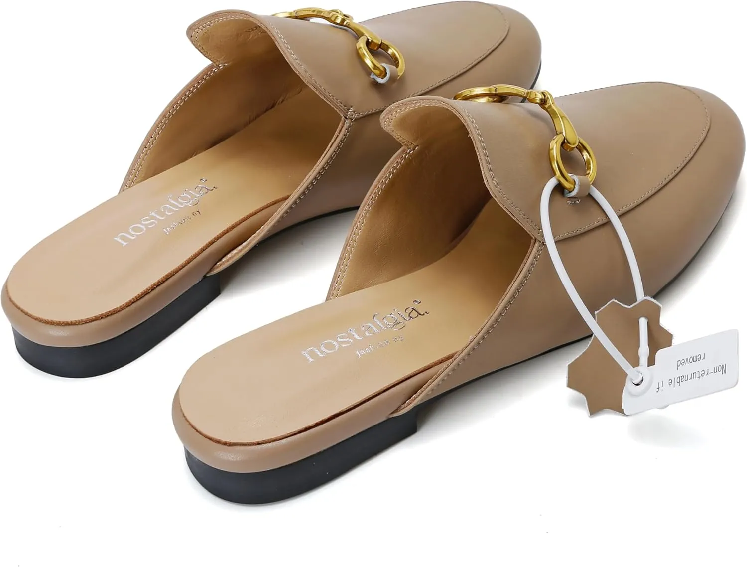 Urbane Genuine Leather Mules with Buckle