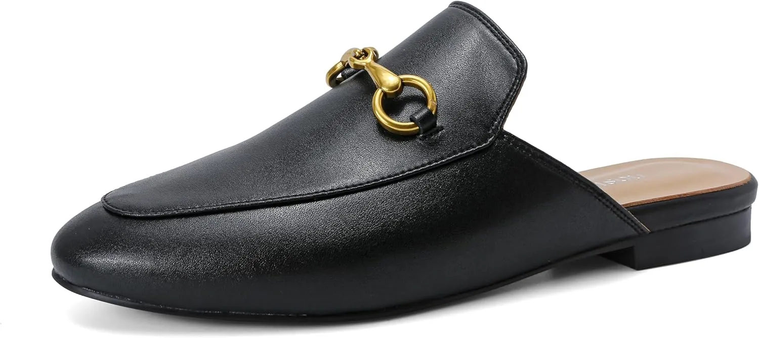 Urbane Genuine Leather Mules with Buckle