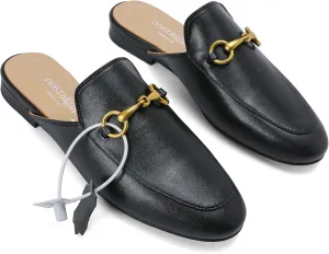 Urbane Genuine Leather Mules with Buckle
