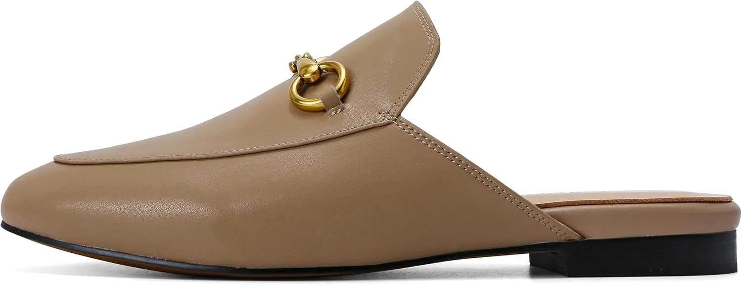 Urbane Genuine Leather Mules with Buckle