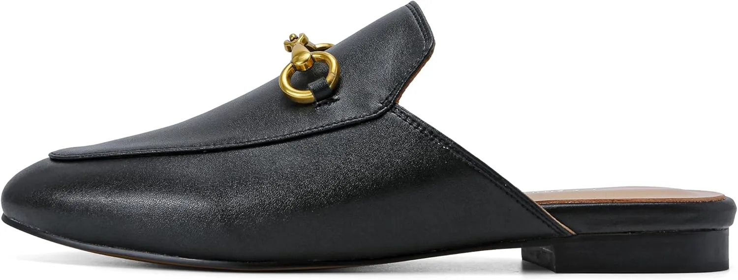 Urbane Genuine Leather Mules with Buckle