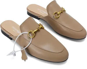 Urbane Genuine Leather Mules with Buckle
