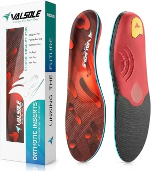 VALSOLE Heavy Duty Support Pain Relief Orthotics - 220  lbs Plantar Fasciitis High Arch Support Insoles for Men Women, Flat Feet Orthotic Insert, Work Boot Shoe Insole, Absorb Shock with Every Step