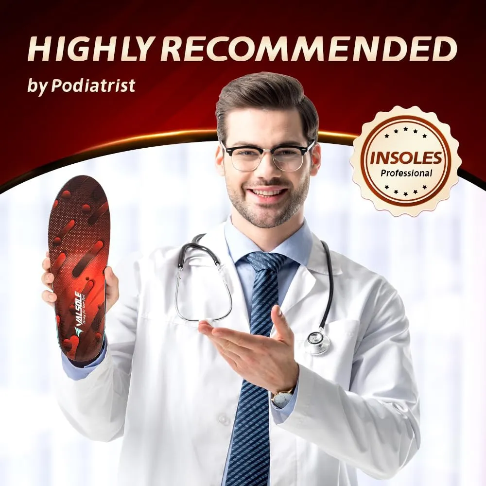 VALSOLE Heavy Duty Support Pain Relief Orthotics - 220  lbs Plantar Fasciitis High Arch Support Insoles for Men Women, Flat Feet Orthotic Insert, Work Boot Shoe Insole, Absorb Shock with Every Step