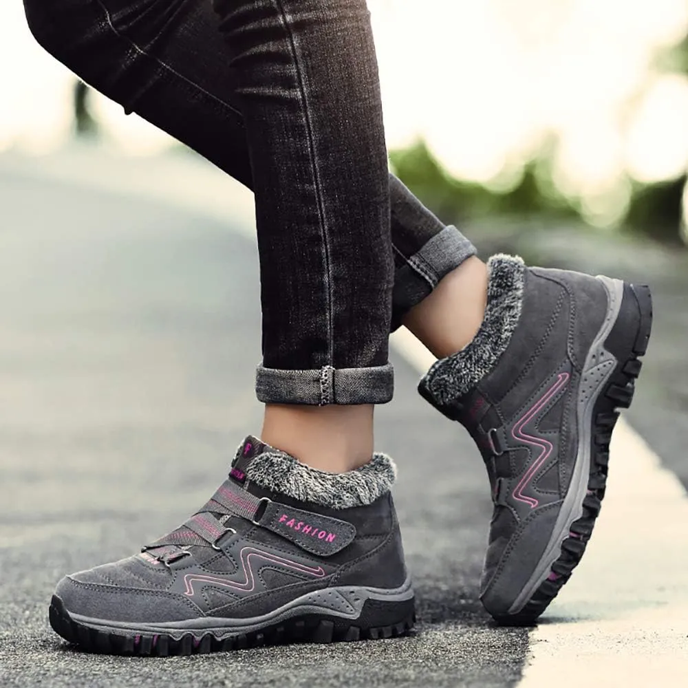 VARSKARC Women's Winter Thermal Villi Leather Platform Fashion high top Boots Non-Slip Hiking Boots
