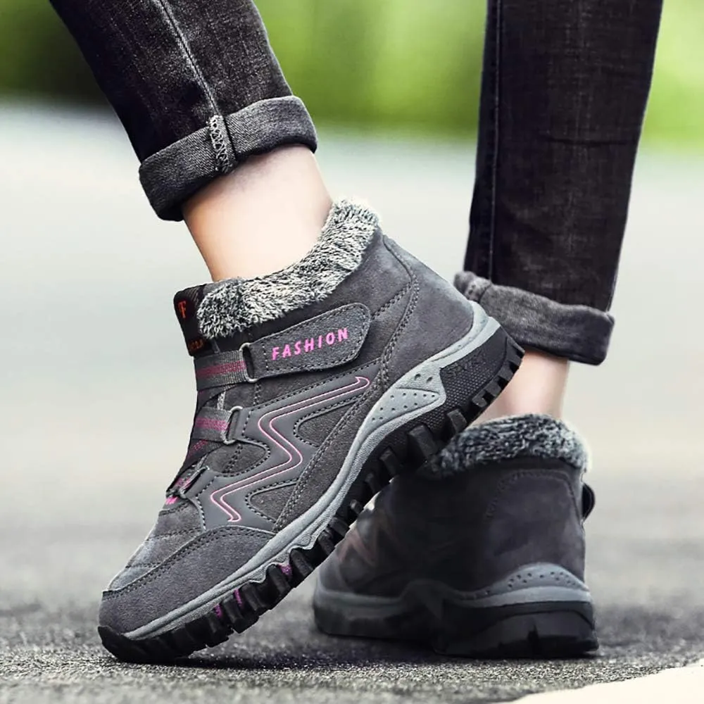 VARSKARC Women's Winter Thermal Villi Leather Platform Fashion high top Boots Non-Slip Hiking Boots