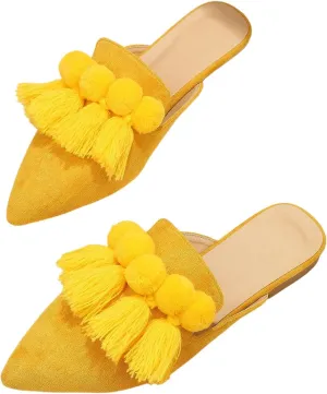 Verdusa Women's Dress Shoes Slip On Flats Comfortable Pointed Toe Mules Dressy Casual Loafers Shoes