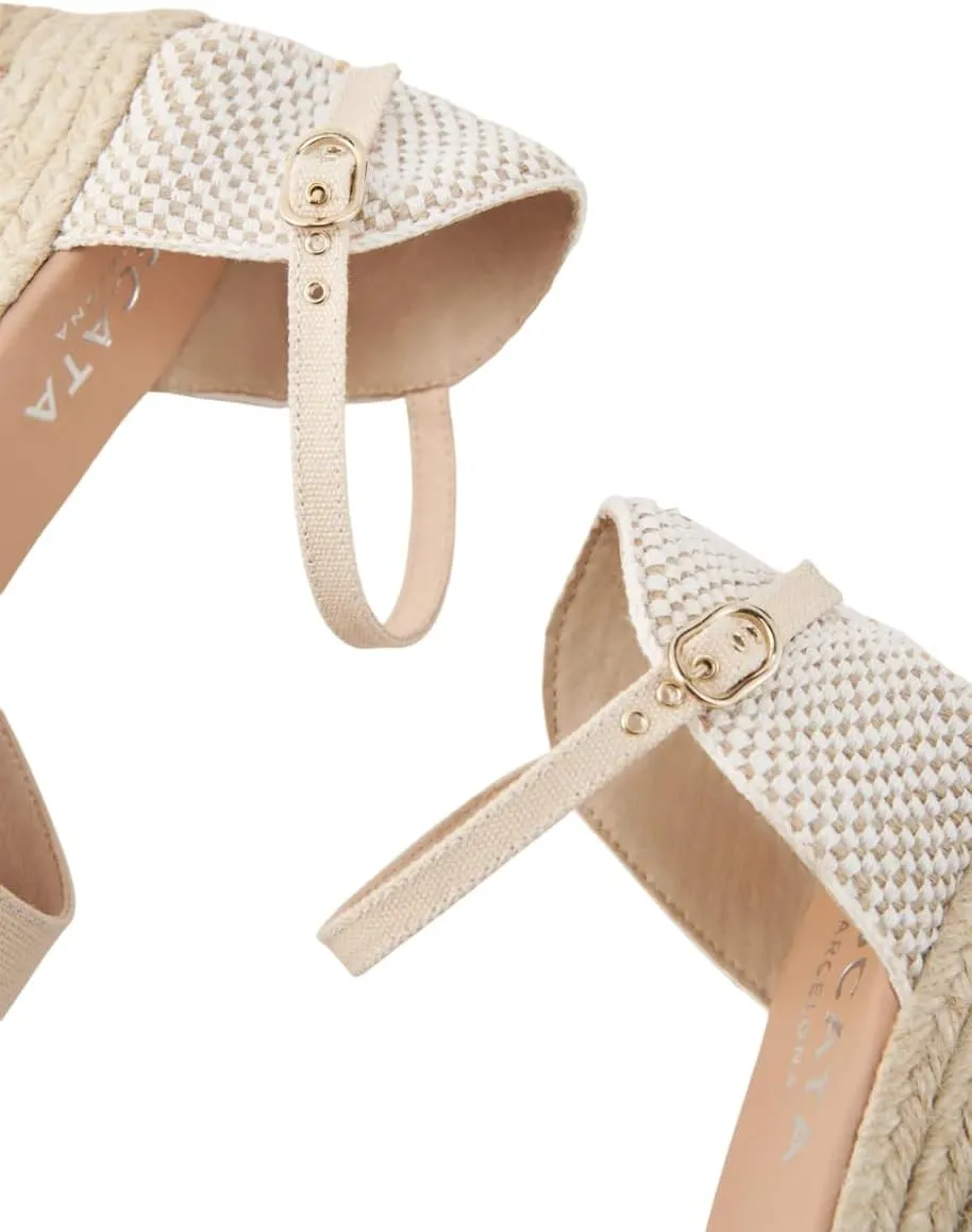 VISCATA Cavall Espadrille Canvas Low Wedges Spain Handmade 2” Heel Women's Open Toe Sandals with Breathable Organic Cotton Canvas and 100% Natural Jute Midsole for all Occasions: Casual, Work, Party
