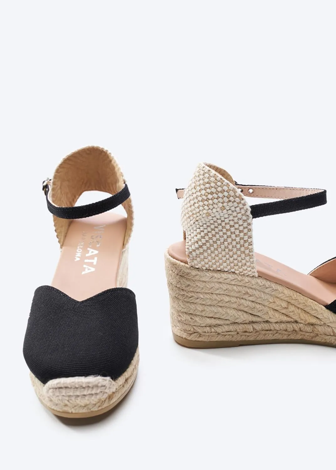 Viscata Reus Canvas Wedge Handmade 2 ½” Heel Women's Sandals with Breathable Cotton Canvas V-cut Vamp and 100% Natural Jute Midsole for all Casual Occasions